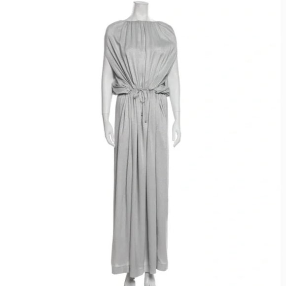 FABIANA FILIPPI Metallic & Silver Bateau Neckline Long Dress- NWT - Picture 1 of 3